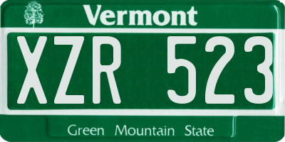 VT license plate XZR523
