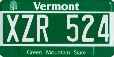VT license plate XZR524