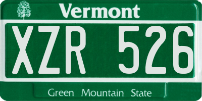 VT license plate XZR526