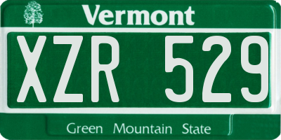 VT license plate XZR529