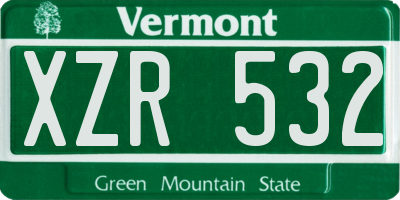 VT license plate XZR532