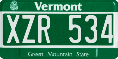 VT license plate XZR534