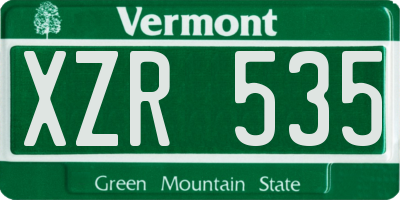VT license plate XZR535