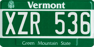 VT license plate XZR536