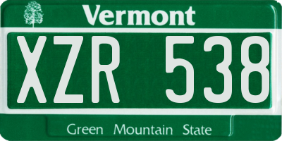 VT license plate XZR538