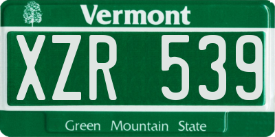 VT license plate XZR539