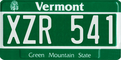 VT license plate XZR541