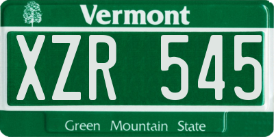 VT license plate XZR545
