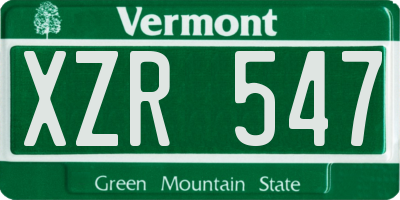 VT license plate XZR547
