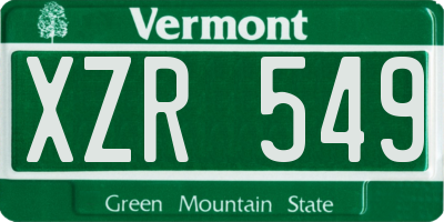 VT license plate XZR549