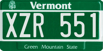 VT license plate XZR551