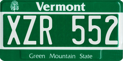 VT license plate XZR552