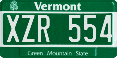 VT license plate XZR554