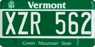 VT license plate XZR562