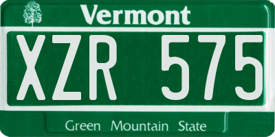 VT license plate XZR575
