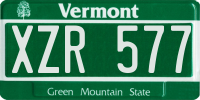 VT license plate XZR577