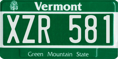 VT license plate XZR581