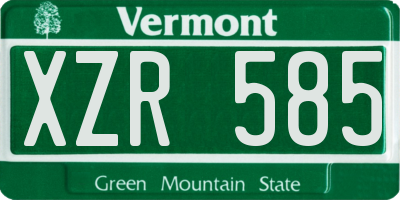 VT license plate XZR585