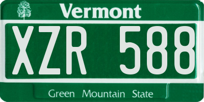 VT license plate XZR588