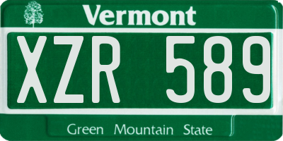 VT license plate XZR589