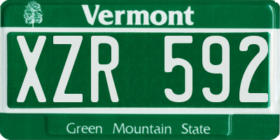 VT license plate XZR592