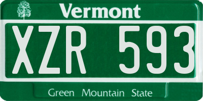 VT license plate XZR593