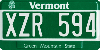 VT license plate XZR594