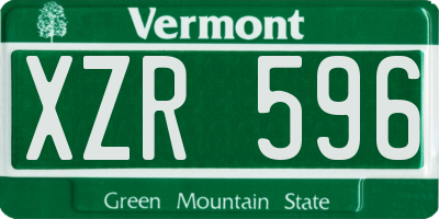 VT license plate XZR596