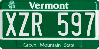 VT license plate XZR597