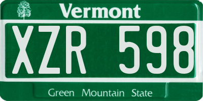 VT license plate XZR598