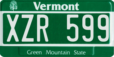 VT license plate XZR599