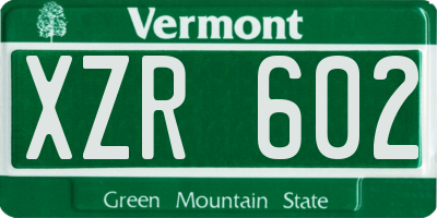VT license plate XZR602