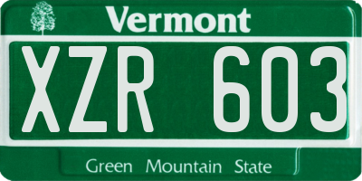 VT license plate XZR603