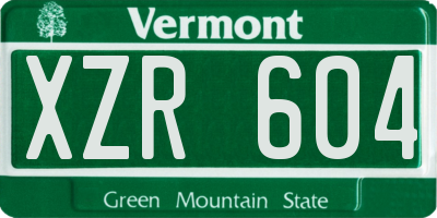 VT license plate XZR604