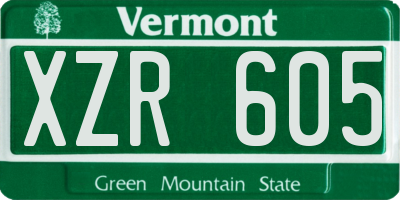 VT license plate XZR605
