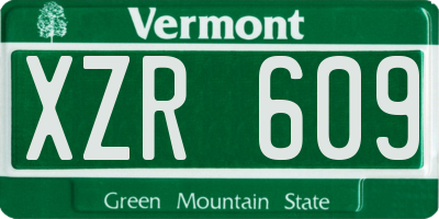 VT license plate XZR609