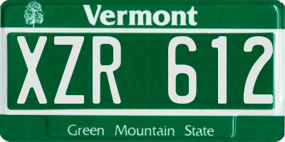 VT license plate XZR612