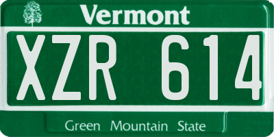 VT license plate XZR614