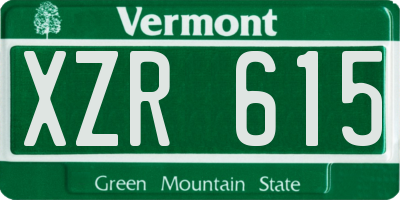VT license plate XZR615