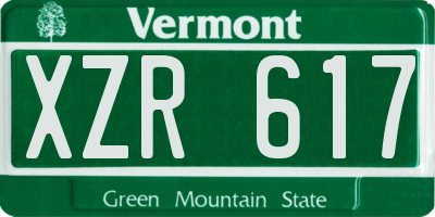 VT license plate XZR617