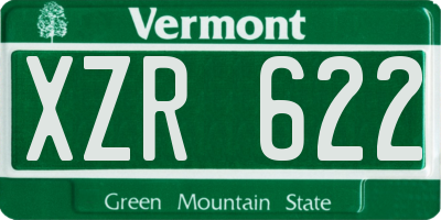 VT license plate XZR622