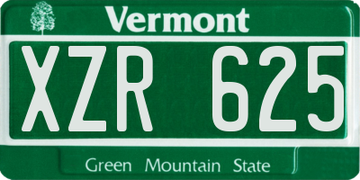 VT license plate XZR625
