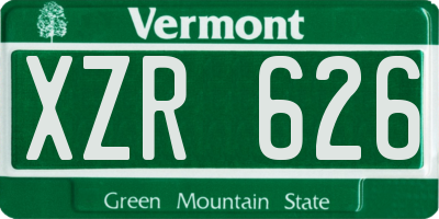 VT license plate XZR626