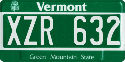 VT license plate XZR632
