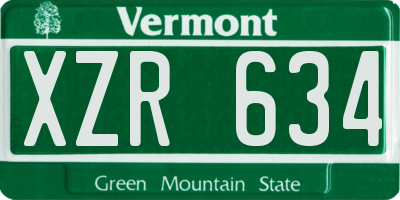 VT license plate XZR634