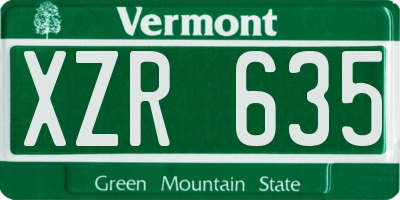 VT license plate XZR635