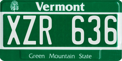 VT license plate XZR636