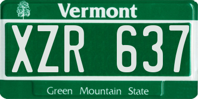 VT license plate XZR637