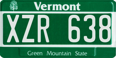 VT license plate XZR638