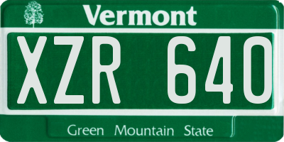 VT license plate XZR640
